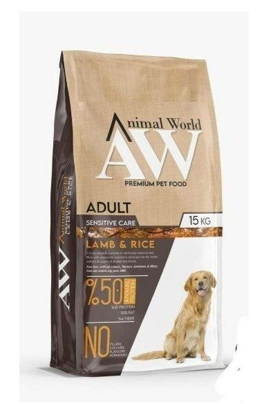 Animal World Sensitive Kuzu Etli Pirinçli Yetişkin Köpek Maması 15 Kg