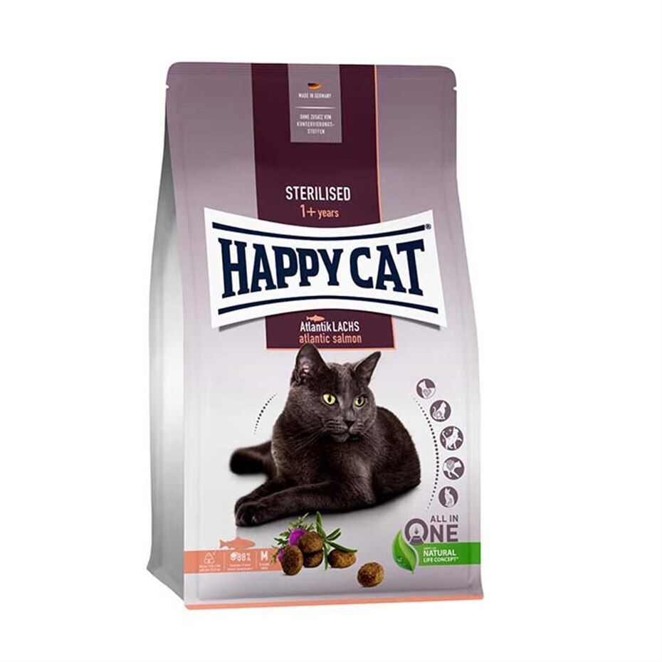Happy Cat Atlantik Lachs Somonku Kısırlaştırılmış Yetişkin Kedi Maması 10 KG