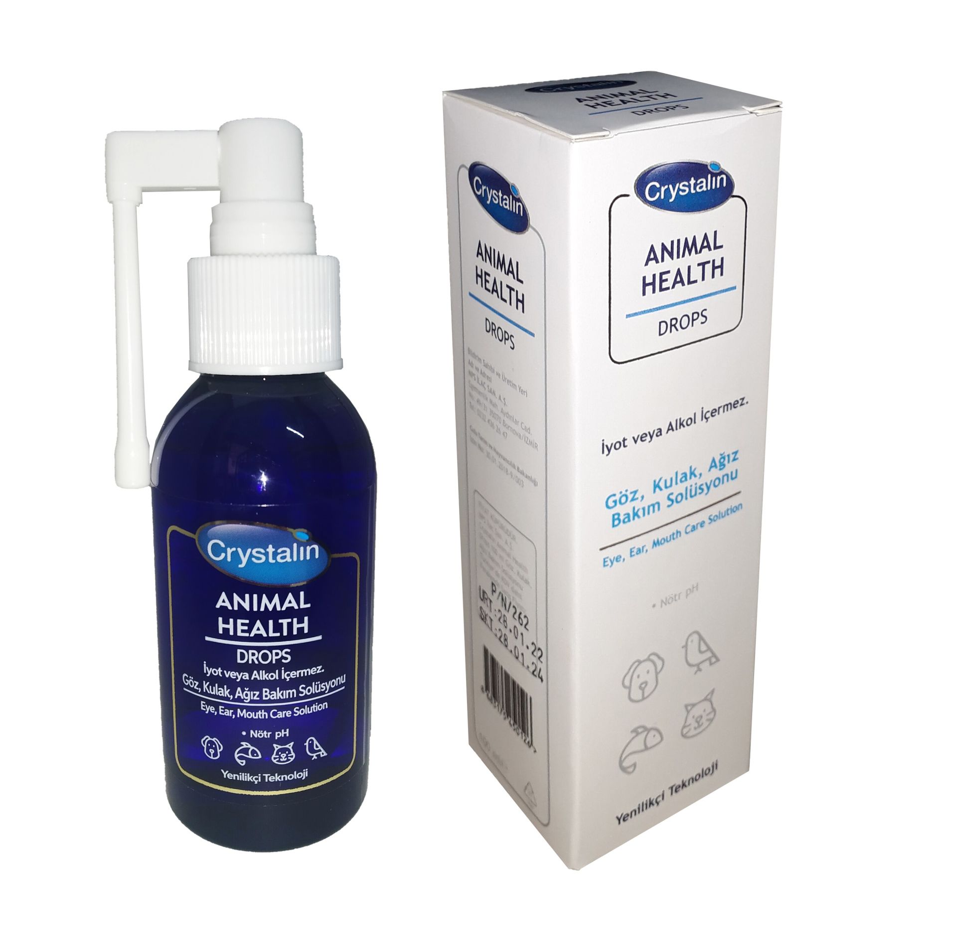 Crystalin Animal Health Drops - Göz Kulak Ağız Bakım Solüsyonu 100 ML