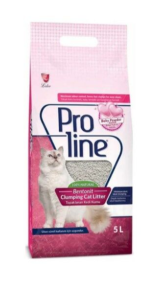 Proline Bebek Topaklaşan İnce Bentonit Pudralı Kedi Kumu 5 Lt x 4 Adet
