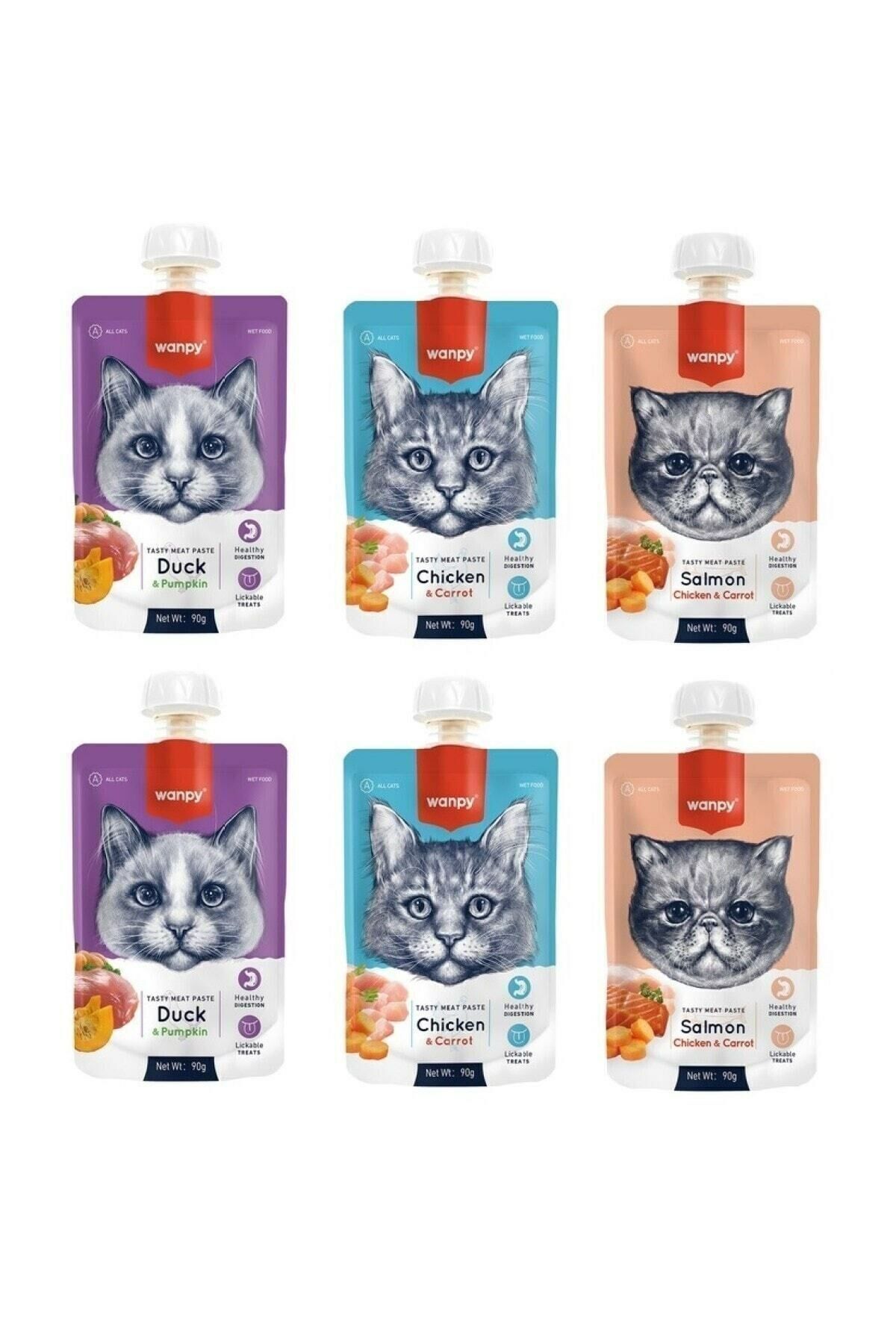 Wanpy 3 Çeşit Karma Kedi Et Ezmesi 90 Gr. X 6 Adet