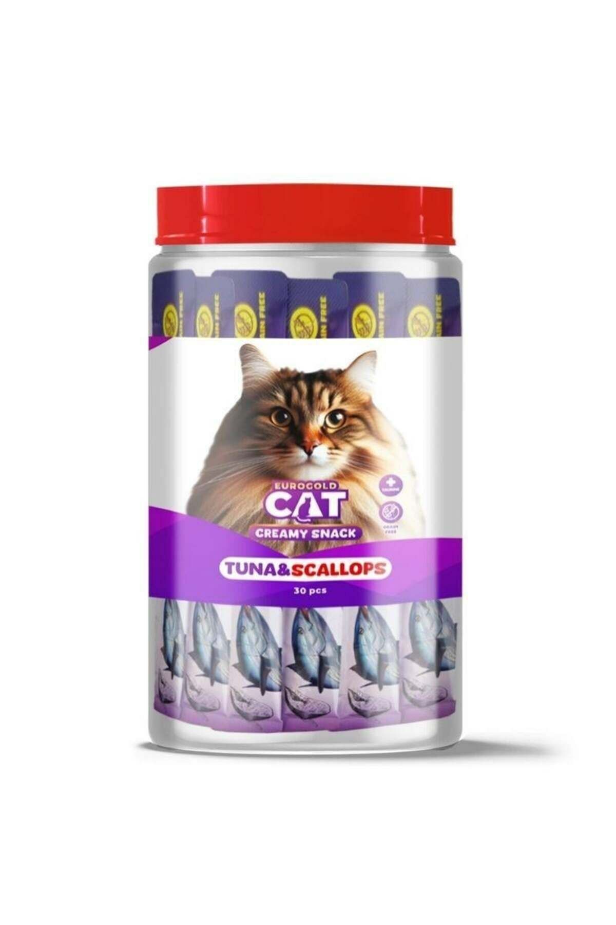 Eurogold Cat Creamy Ton - Deniz Tarağı Sıvı Kedi Ödül Maması 30x15 Gr