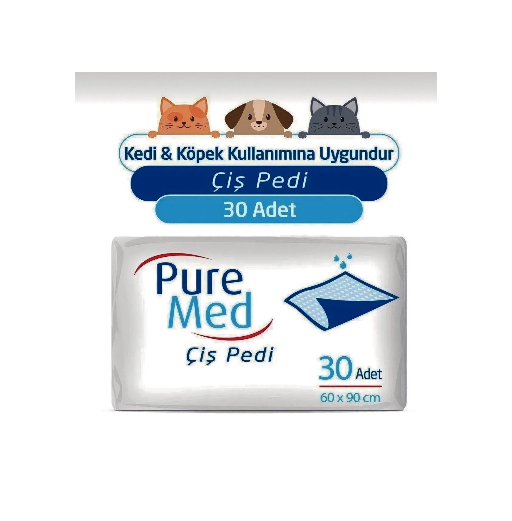 Puremed Kedi Köpek Çiş Pedi 60 x 90 CM 30'lu