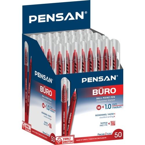 PENSAN 2270 KIRMIZI BÜRO TÜKENMEZ KALEM 1.0 MM 50Lİ PK