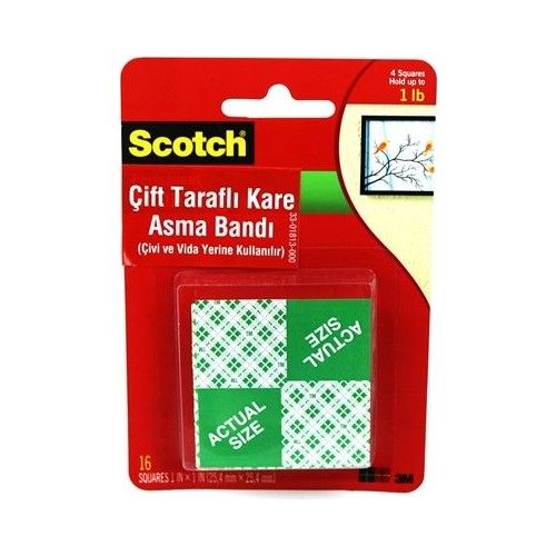 SCOTCH 25,4 MM X 25,4 MM CIFT TARAFLI KARE BAND