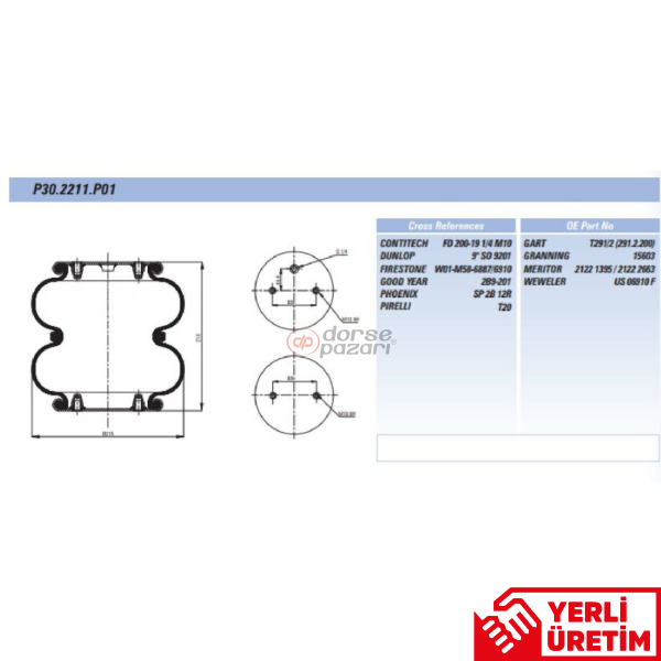 İKİ KATLI KÖRÜK DORSE DİNGİL KALDIRMA DÜZ P30.2211.P01