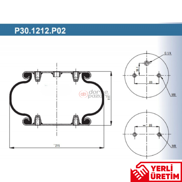 TEK KATLI SÜSPANSİYON KALDIRMA KÖRÜK 215 MM ÇAP P30.1212.P02