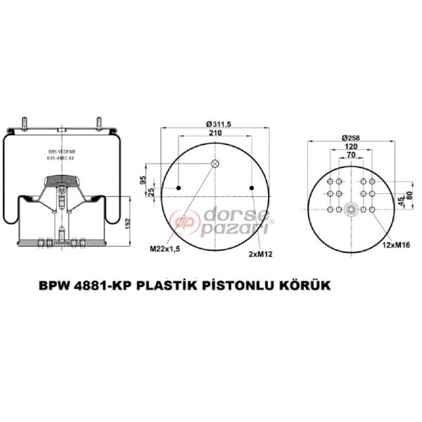 881 BPW SÜSPANSİYON DORSE KÖRÜK KOMPLE 4881 BPW.05.429.43.41.0