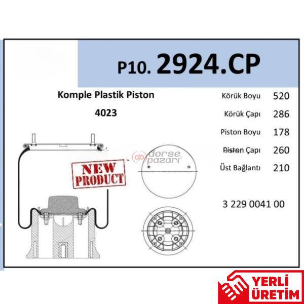 2924 SAF TİPİ SÜSPANSİYON DORSE KÖRÜK KOMPLE