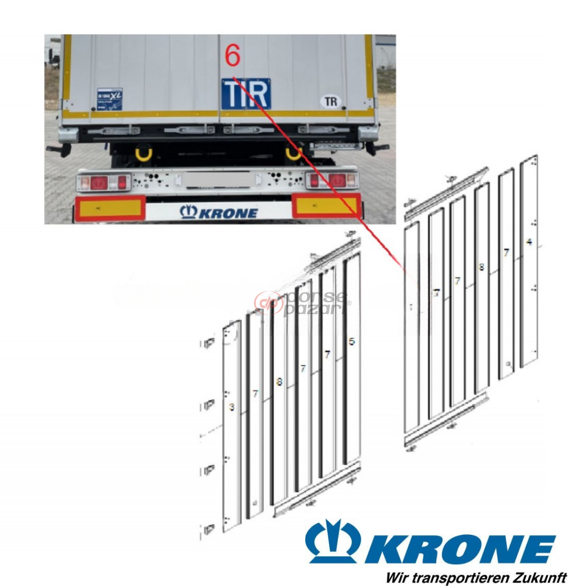 KRONE ARKA KAPI PROFİL SAĞ-SOL İÇ 3174 MM