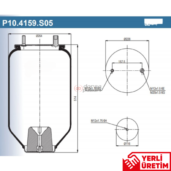 4159 SAF TİPİ SÜSPANSİYON DORSE KÖRÜK LASTİK