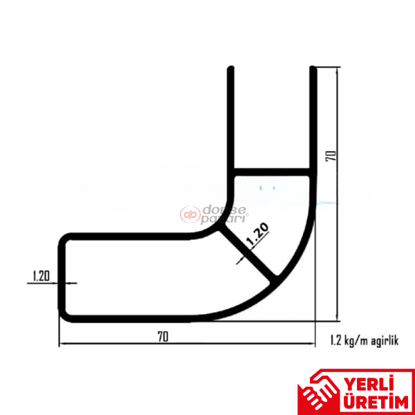 BİSİKLETLİK ÖN KORUMA ALÜMİNYUM PROFİL 50 CM-TM AK50