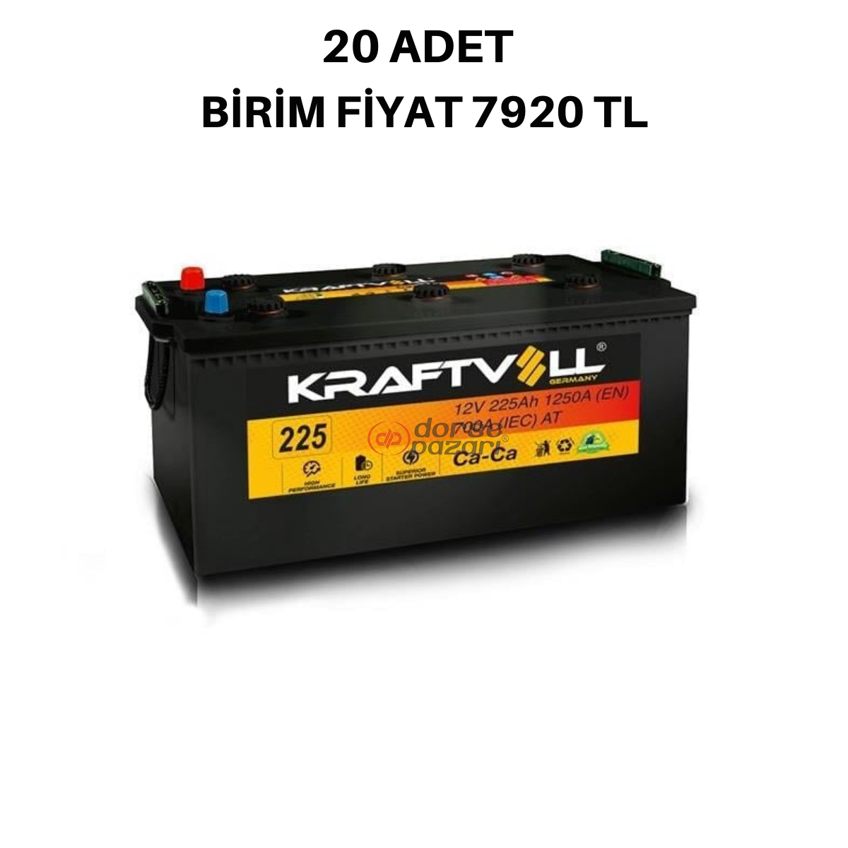KRAFTVOLL 18020008 AKÜ 12 V 225 AH C (518X279X240) 20 ADET