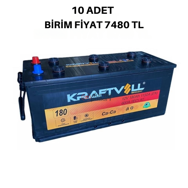 KRAFTVOLL 18020006 AKÜ 12 V 180 AH D5A (513X223X223) 10 ADET