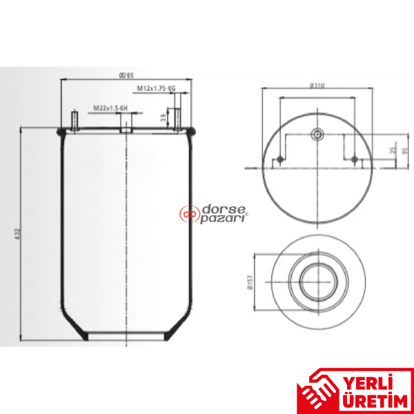 810 SAF TİPİ SÜSPANSİYON DORSE KÖRÜK LASTİK 2 CİVATALI