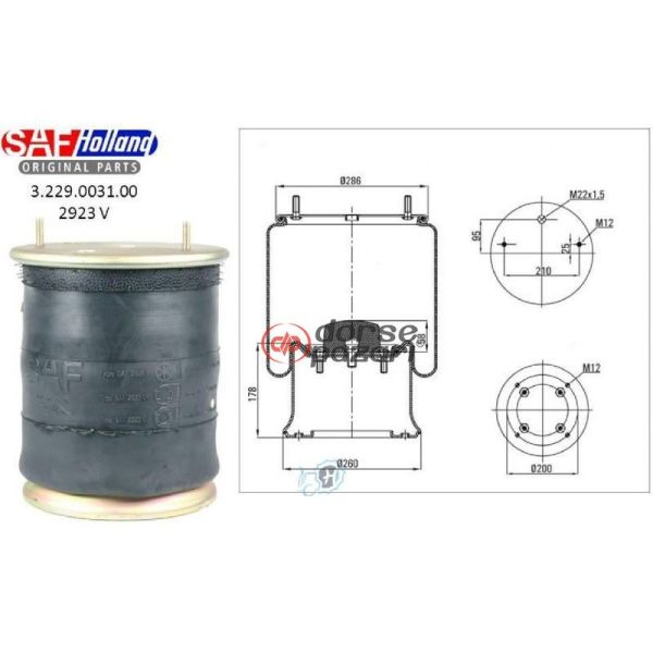 2923 SAF DİNGİL SÜSPANSİYON KÖRÜK V SAF 03229003100