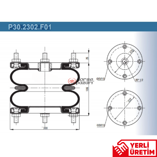 İKİ KA I KÖRÜK SÜSPANSİYON KALDIRMA KÖRÜK LASTİK LOHR GIANT P30.2302.F01