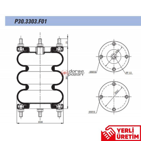 ÜÇ KA I KÖRÜK SÜSPANSİYON KALDIRMA KÖRÜK LASTİK LOHR DIANT P30.3303.F01