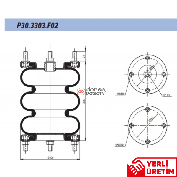 ÜÇ KA I KÖRÜK SÜSPANSİYON KALDIRMA KÖRÜK LASTİK LOHR GIANT P30.3303.F02