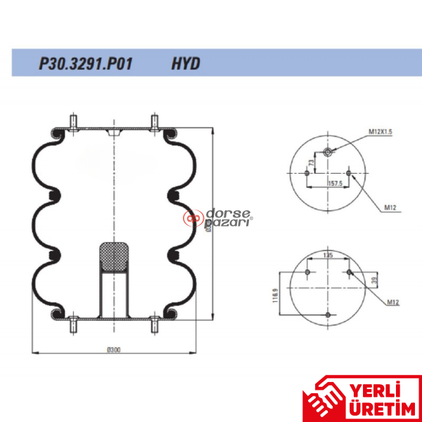 ÜÇ KATLI KÖRÜK MERCEDES KIRKAYAK YÜK KÖRÜĞÜ P30.3291.P01
