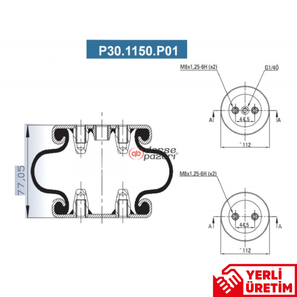 TEK KA I SÜSPANSİYON KALDIRMA KÖRÜK 150 MM ÇAP P30.1150.P01