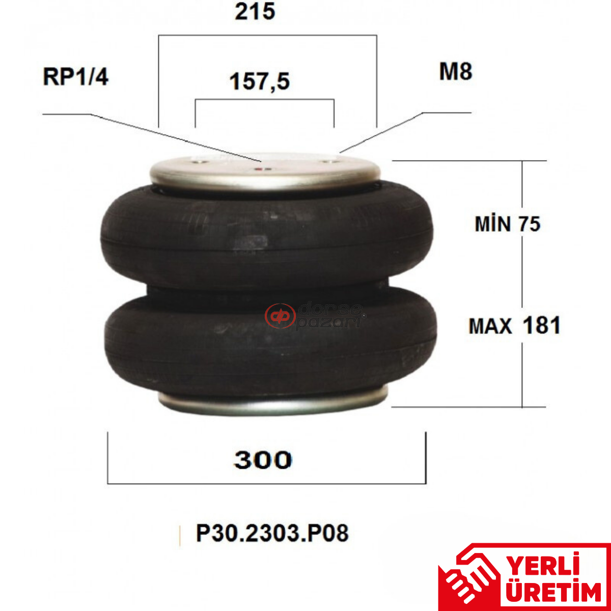 İKİ KATLI SÜSPANSİYON KALDIRMA KÖRÜK LASTİĞİ P30.2303.P08