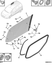 Peugeot Berlingo Yan Cam Contası Sağ Gm Marka