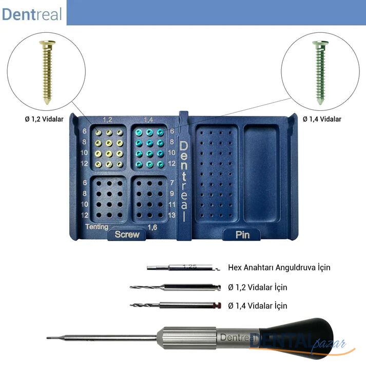 Bonefix GBR Titanyum Kemik,Plate,Mesh Sabitleme Mini Vida Seti - 1,2 & 1,4 mm Vidalar