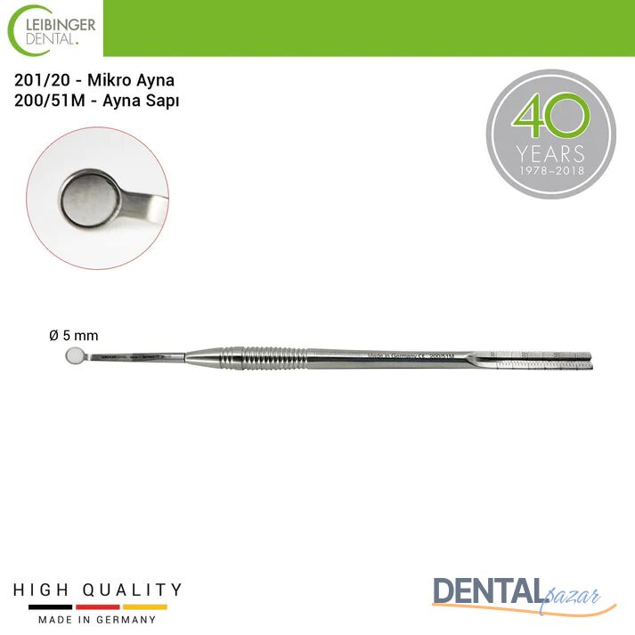 Rhodium Mikro Ayna Ø 5 mm ve Ölçekli Ayna Sapı