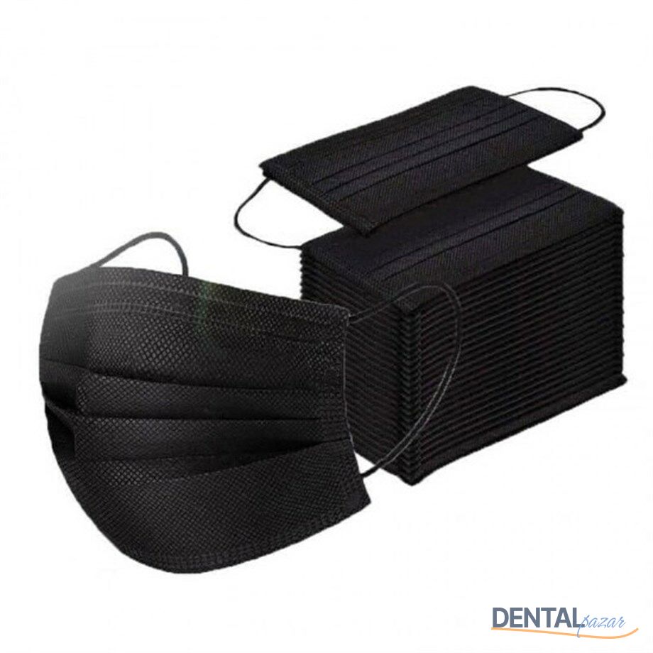 3 Katlı Lastikli Cerrahi Maske - Siyah 2 Kutu