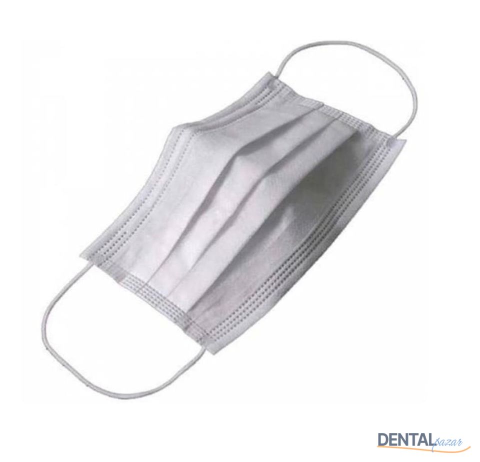 3 Katlı Lastikli Cerrahi Maske - Beyaz 5 Kutu