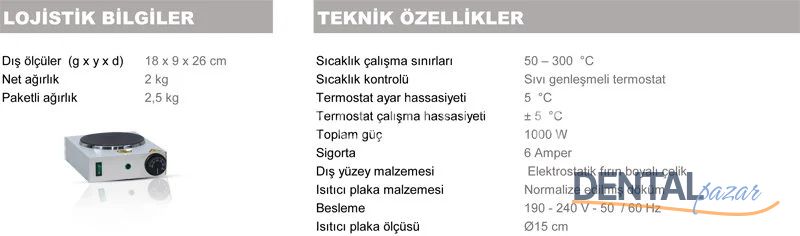 M15 Isıtıcı Plak 15 cm Çap