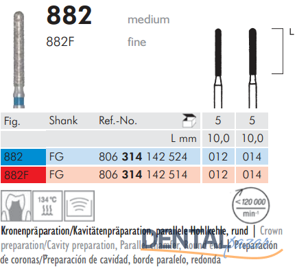 882 Sentetik Elmas Frez - 5 Adet - Silindir