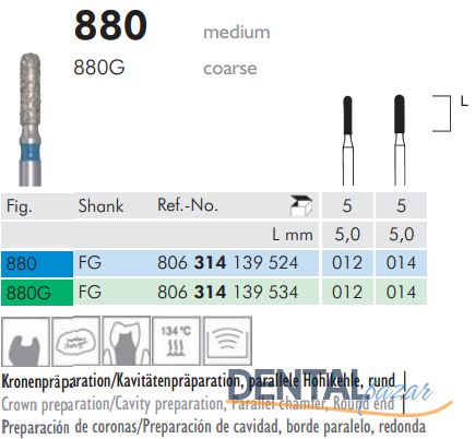 880 Sentetik Elmas Frez - 5 Adet - Silindir