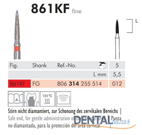838G4 Scalino Sentetik Elmas Frez - 5 Adet