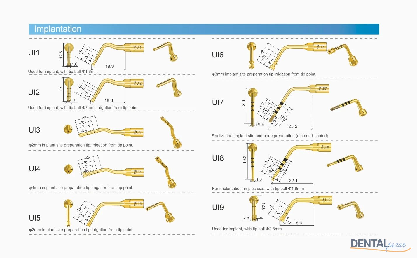 Ultrasurgery İmplant Uçları - Woodpecker / Mectron / Ems