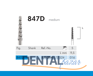 848D Sentetik Elmas Frez - 5 Adet - Konik