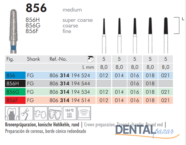 856 Sentetik Elmas Frez - 5 Adet - Konik