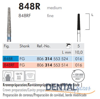 848R Sentetik Elmas Frez - 5 Adet - Konik