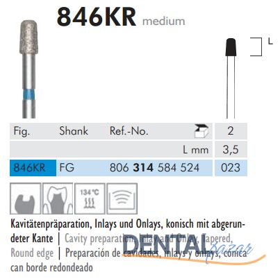 846KR Sentetik Elmas Frez 2 Adet - Konik