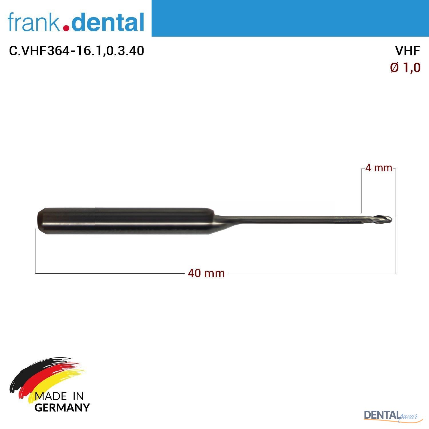 VHF Cad Cam Drill 1,0 mm