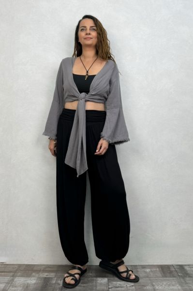 Soly Nature Müslin Bolero Bluz Dark Grey - Antrasit