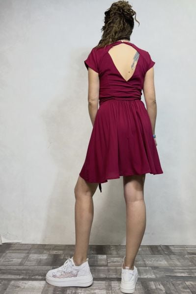 Wispy Pencereli Mini Elbise- Bordo