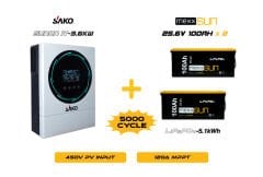 Sunon-IV 3.6KW Inverter + 2x25.6V 100Ah Lityum Akü Off-Grid Hibrit Paketi