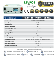 Orbit 48V 100 Ah Lİfepo4 Batarya 5 Yıl Garanti