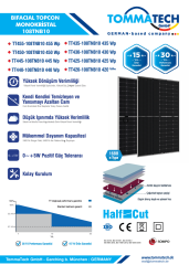 Tommatech 430Wp 108 Hücre Bifacial Güneş Paneli 1 Palet/35 Adet A Kalite