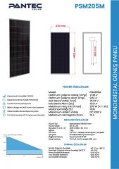 205W Monokristal Pantec Panel