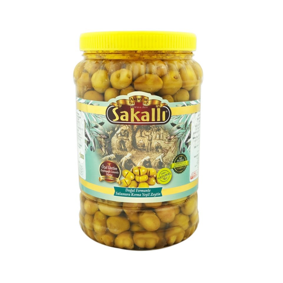 Edremit Tipi Duble Kırma Kişniş Kekikli Yeşil Zeytin 2 Kg. Pet Ambalaj