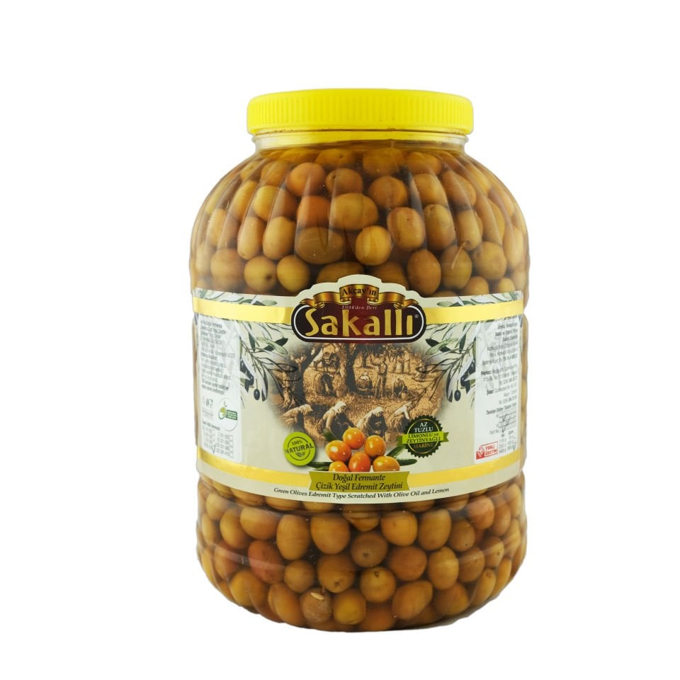 Edremit Tipi Çizik Yeşil Zeytin 5 Kg. Pet Ambalaj