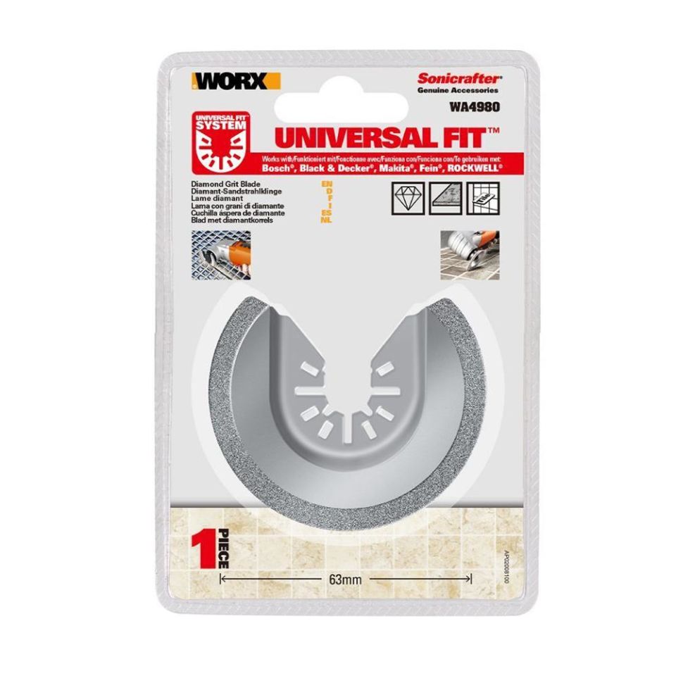 WORX WA4980 Çok Amaçlı Raspalama Makinası İçin 63mm 180˚Fayans Derz Arası Universal Temizleme/Kesme Elmas Bıçağı